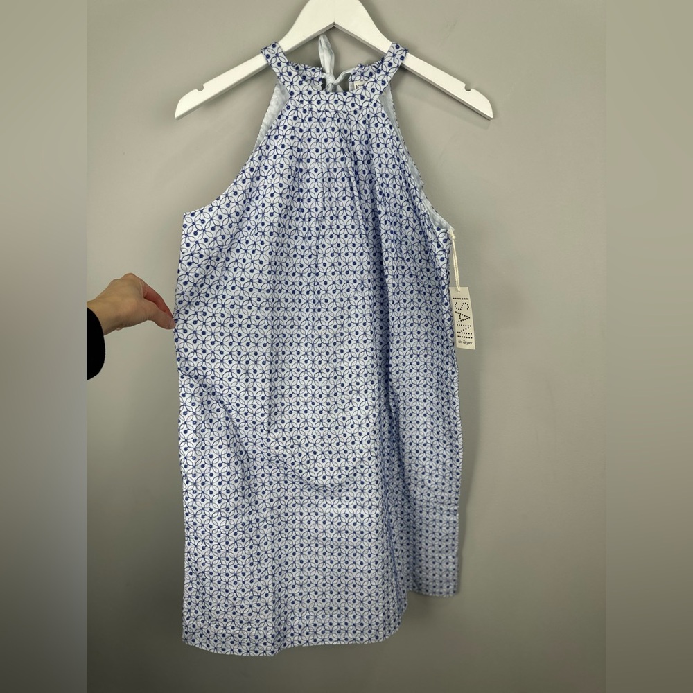 ISANI Blue Embroidered Halter Tie Casual Summer Dress NWT NEW Size Small - Picture 2 of 10